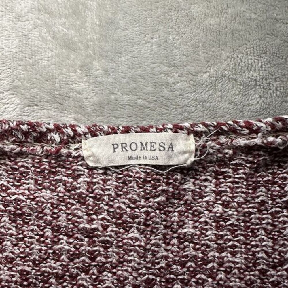 Promesa Open Front Cardigan Women Sz M Red White Black Marled Knit Layering Boho - Picture 9 of 12